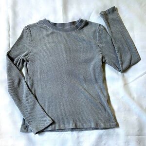 Zara Heather Gray Ribbed Knit Top